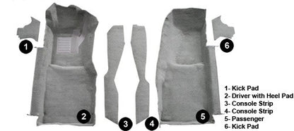 1978-1980 Chevy Corvette Front w/ Console Strips & Kick Cutpile Replacement Carpet Kit - 6-Piece - product details image 5