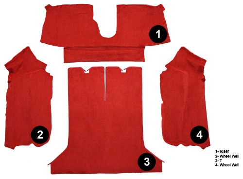 1984-1987 Chevrolet Corvette Coupe Rear with Pad Cutpile Molded Replacement Carpet Kit - 4-Piece - product details image 4