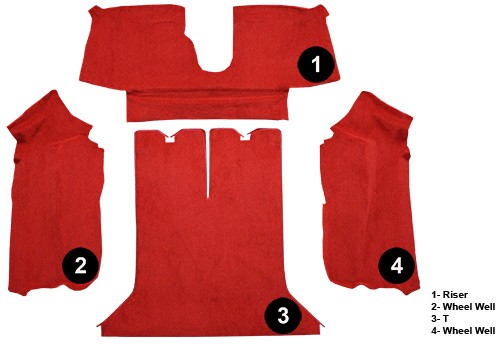 1988-1989 Chevy Corvette Coupe Rear Cutpile Molded Replacement Carpet Kit w/ Mass Backing - 4-Piece - product details image 4