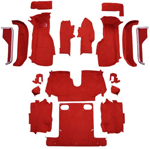 1988-1989 Chevy Corvette Convertible Complete w/ Pad Cutpile Molded Replacement Carpet Kit - 18-Piece - product details image