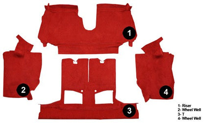 1990-1993 Chevy Corvette Conv w/ 2 Dr Latches Cutpile Replacement Carpet Kit w/ Mass Backing - 4-Piece - product details imag