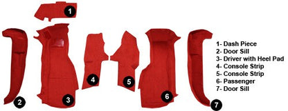 1994-1996 Chevy Corvette Front Set w/o Dr Truvette Replacement Carpet Kit w/ Mass Backing - 7-Piece - product details image 5