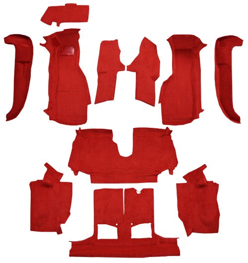 1994-1996 Chevy Corvette Conv w/ Pad w/o Door Panels Cutpile Molded Replacement Carpet Kit - 11-Piece - product details image