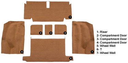 1971-1972 Chevrolet Corvette Roadster Rear with Pad Loop Molded Replacement Carpet Kit - 7-Piece - product details image 4