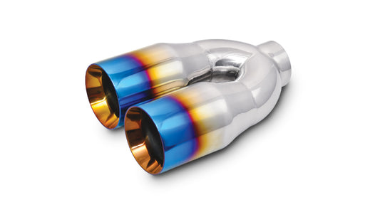 Vibrant Performance 1339B Round Stainless Steel Tip Dual; 3.5in.; Double Wall; Straight Cut; 2.5in. Inlet; 10in. Long