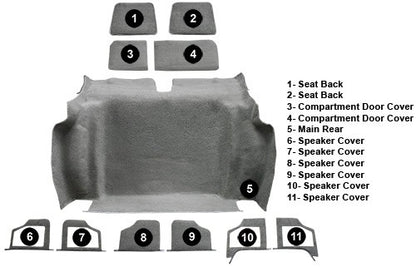 1979 Chevrolet Corvette Rear with 2 Compt Doors Cutpile Molded Replacement Carpet Kit - 11-Piece - product details image 4