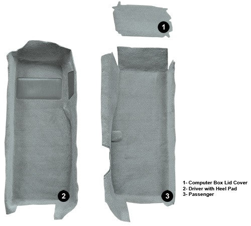 2001-2004 Chevy Corvette Z06 Coupe/Conv Front Cutpile Replacement Carpet Kit w/ Mass Backing - 3-Piece - product details imag
