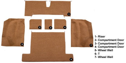 1977 Chevrolet Corvette Rear without Pad Cutpile Molded Replacement Carpet Kit - 7-Piece - product details image 4