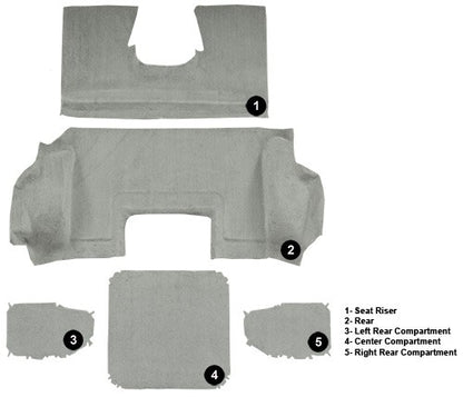 1998-2000 Chevy Corvette Conv Rear Cutpile Molded Replacement Carpet Kit w/ Mass Backing - 5-Piece - product details image 4