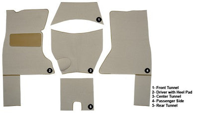 1953-1955 Chevrolet Corvette Complete Grospoint Replacement Carpet Kit - 5-Piece - product details image 5