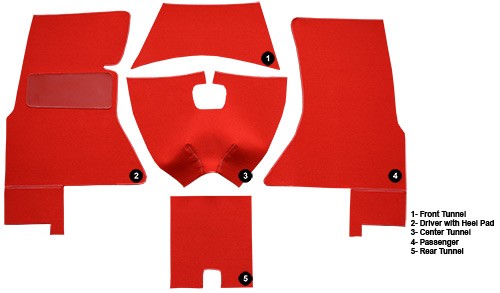 1959-1960 Chevrolet Corvette Complete Foam Loop Replacement Carpet Kit - 5-Piece - product details image 5