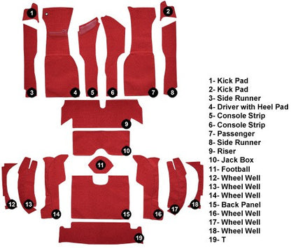 1963 Chevy Corvette Roadster Complete Foam Without Tool Box Cut Loop Replacement Carpet Kit - 19-Piece - product details imag