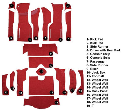 1964 Chevrolet Corvette Coupe Complete Foam Loop Replacement Carpet Kit - 19-Piece - product details image 5