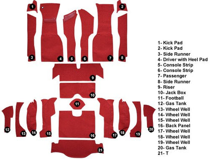 1963 Chevy Corvette Coupe Complete w/ 36 Gallon Tank Foam Loop Replacement Carpet Kit - 21-Piece - product details image 5
