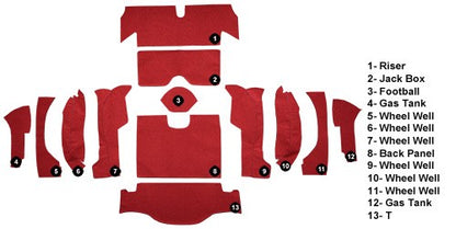 1963 Chevrolet Corvette Coupe Rear with 36 Gallon Tank Foam Loop Replacement Carpet Kit - 13-Piece - product details image 4