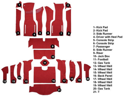 1964 Chevrolet Corvette Coupe Complete with 36 Gallon Tank Foam Loop Replacement Carpet Kit - 21-Piece - product details imag