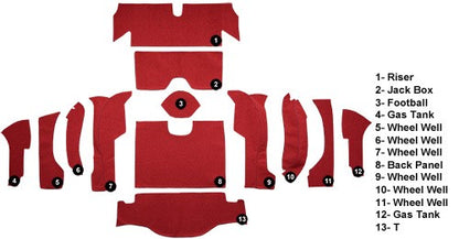 1964 Chevrolet Corvette Coupe Rear with 36 Gallon Tank Foam Loop Replacement Carpet Kit - 13-Piece - product details image 4