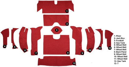 1964 Chevrolet Corvette Roadster Rear with 36 Gallon Tank Foam Loop Replacement Carpet Kit - 13-Piece - product details image