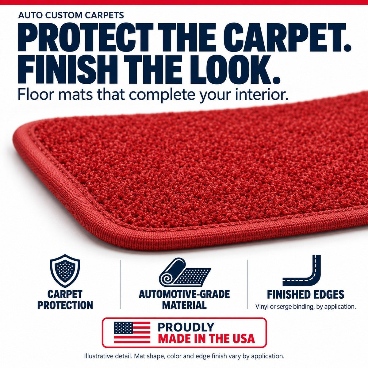 1961-1964 Chevy Impala Loop Floor Mats with Embroidered Logo Choices - 4-Piece - product details image 24