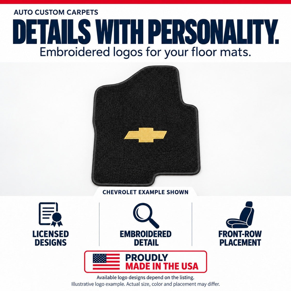 1958 Chevy Impala Loop Floor Mats with Embroidered Logo Choices - 4-Piece - product details image 19