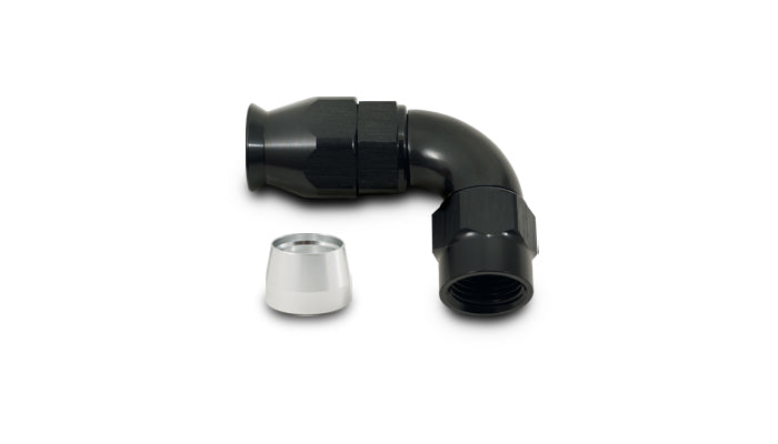 Vibrant Performance 90 Degree High Flow Hose End Fitting for PTFE Lined Hose, -10AN