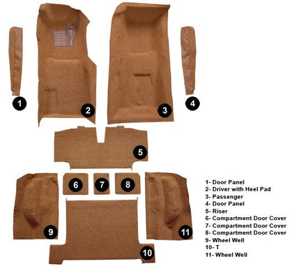 1969 Chevrolet Corvette 4spd Complete with Pad Cutpile Molded Replacement Carpet Kit - 11-Piece - product details image 5