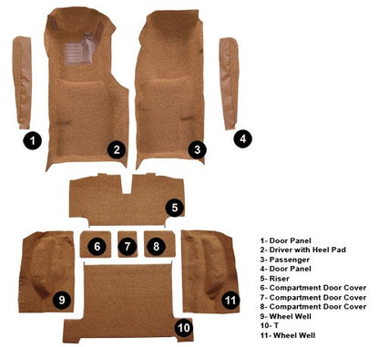 1970 Chevrolet Corvette Auto Complete with Pad Cutpile Molded Replacement Carpet Kit - 11-Piece - product details image 5