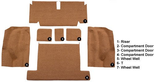 1971-1975 Chevrolet Corvette Coupe Rear with Pad Cutpile Molded Replacement Carpet Kit - 7-Piece - product details image 4