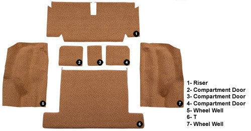 1971-1975 Chevrolet Corvette Coupe Rear without Pad Cutpile Molded Replacement Carpet Kit - 7-Piece - product details image 4