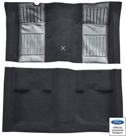 1971-1973 Ford Mustang Mach 1 w/ 2 Black Pony Ins w/ Shift Cut Nylon Replacement Carpet Kit - 2-Piece - product details image