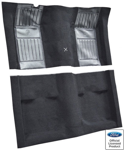 1971-1973 Ford Mustang Mach 1 w/ 2 Black Pony Ins w/ Shift Cut Nylon Replacement Carpet Kit - 2-Piece - product details image