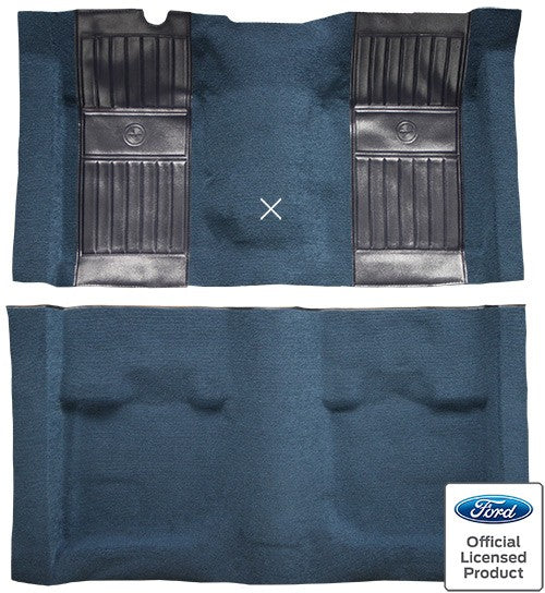 1971-1973 Ford Mustang Mach 1 w/ 2 Dk Blue Pony Ins w/ Shift Nylon Replacement Carpet Kit - 2-Piece - product details image 2