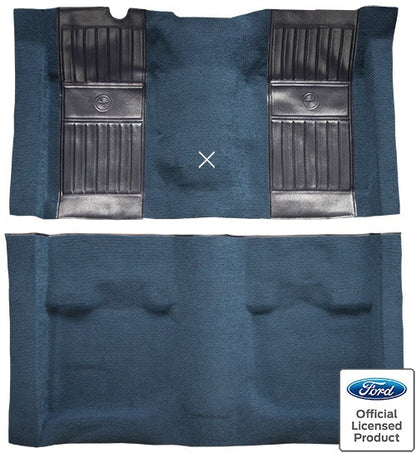 1971-1973 Ford Mustang Mach 1 w/ 2 Dk Blue Pony Ins w/ Shift Nylon Replacement Carpet Kit - 2-Piece - product details image 2