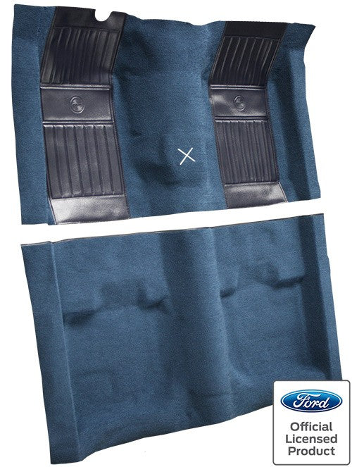 1971-1973 Ford Mustang Mach 1 w/ 2 Dk Blue Pony Ins w/ Shift Nylon Replacement Carpet Kit - 2-Piece - product details image 3