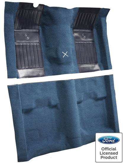 1971-1973 Ford Mustang Mach 1 w/ 2 Dk Blue Pony Ins w/ Shift Nylon Replacement Carpet Kit - 2-Piece - product details image 3