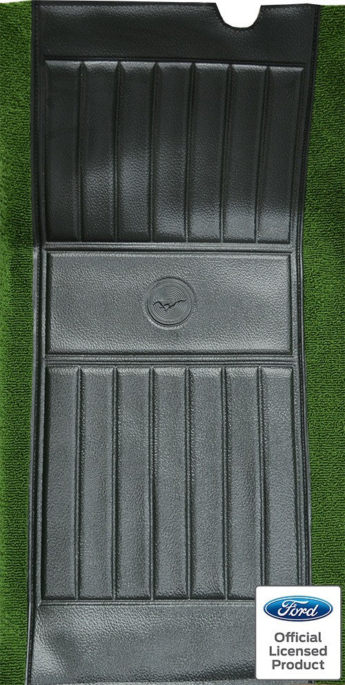 1971-1973 Ford Mustang Mach 1 w/ 2 Green Pony Ins w/ Shift Cut Nylon Replacement Carpet Kit - 2-Piece - product details image
