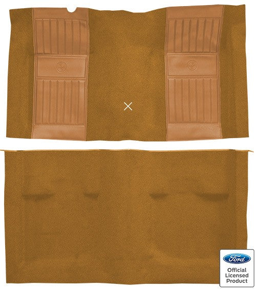 1971-1973 Ford Mustang Mach 1 w/ 2 Med Saddle Pony Ins w/ Shift Nylon Replacement Carpet Kit - 2-Piece - product details imag