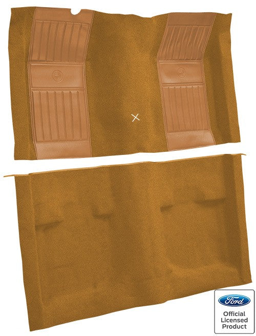 1971-1973 Ford Mustang Mach 1 w/ 2 Med Saddle Pony Ins w/ Shift Nylon Replacement Carpet Kit - 2-Piece - product details imag