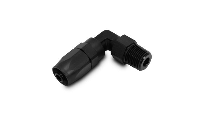 Vibrant Performance 26903 Male Hose End Fitting, 90 Degree; Size: -8AN; Pipe Thread: 1/4" NPT