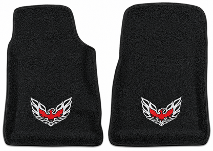 1967-69 Pontiac Firebird Premium Contour Floor Mats with Embroidered Logo Choices Front - 2-Piece - product details image 9