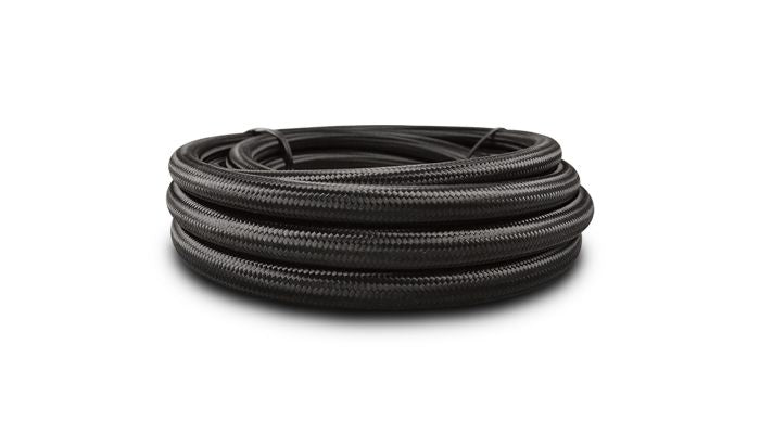 Vibrant Performance 12002 50ft Roll of Black Nylon Braided Flex hose; AN Size: -12; Hose ID: 0.68"