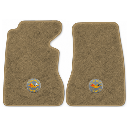 Illustration of 1959 Chevrolet Corvette floor mats with the #8 Corvette Circle logo in Essex 1004...