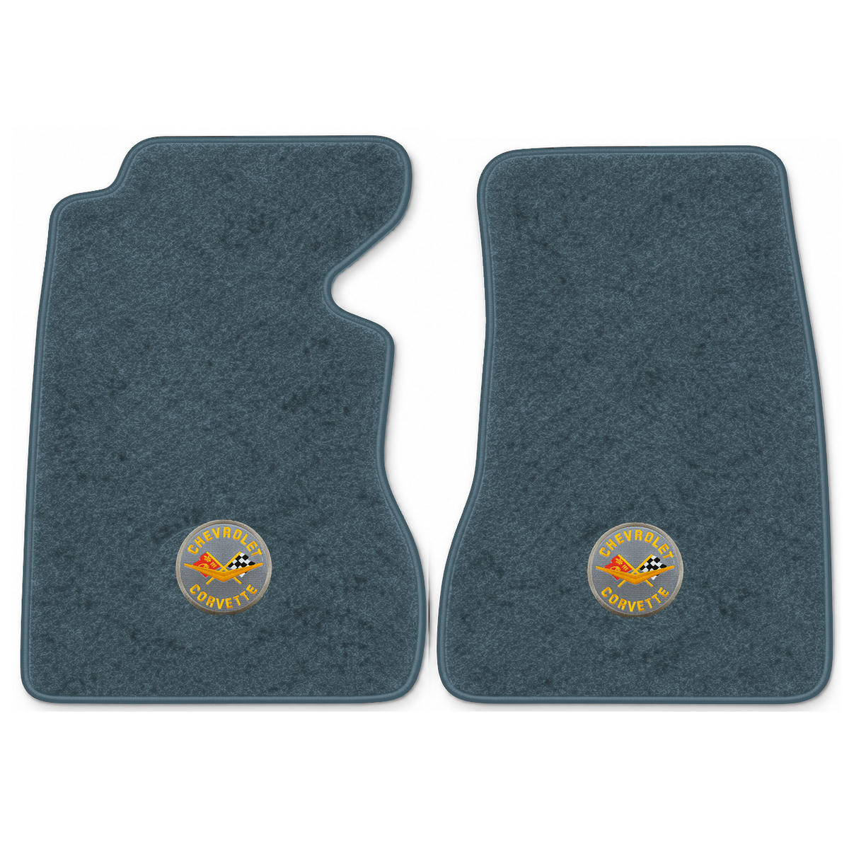 Illustration of 1959 Chevrolet Corvette floor mats with the #8 Corvette Circle logo in Essex 1017...