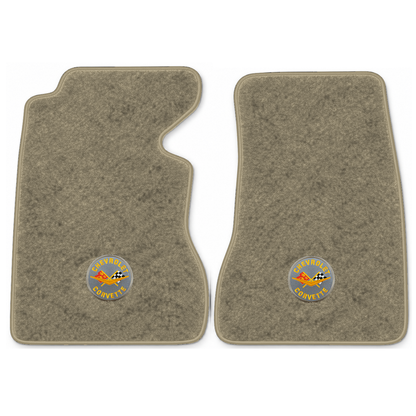 Illustration of 1959 Chevrolet Corvette floor mats with the #8 Corvette Circle logo in Essex 1035...