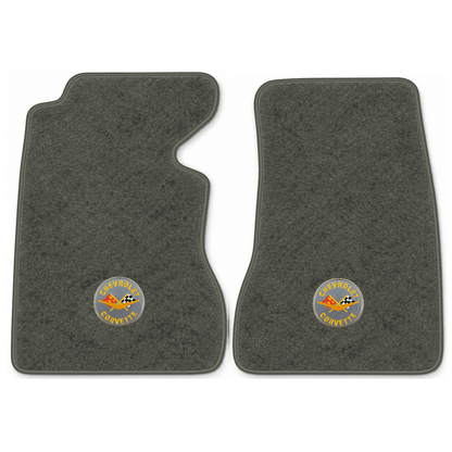 Illustration of 1959 Chevrolet Corvette floor mats with the #8 Corvette Circle logo in Essex 1038...