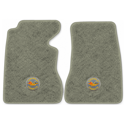 Illustration of 1959 Chevrolet Corvette floor mats with the #8 Corvette Circle logo in Essex 1053...