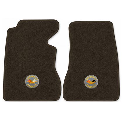 Illustration of 1959 Chevrolet Corvette floor mats with the #8 Corvette Circle logo in Essex 1060...