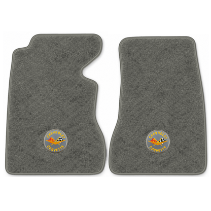 Illustration of 1959 Chevrolet Corvette floor mats with the #8 Corvette Circle logo in Essex 1066...