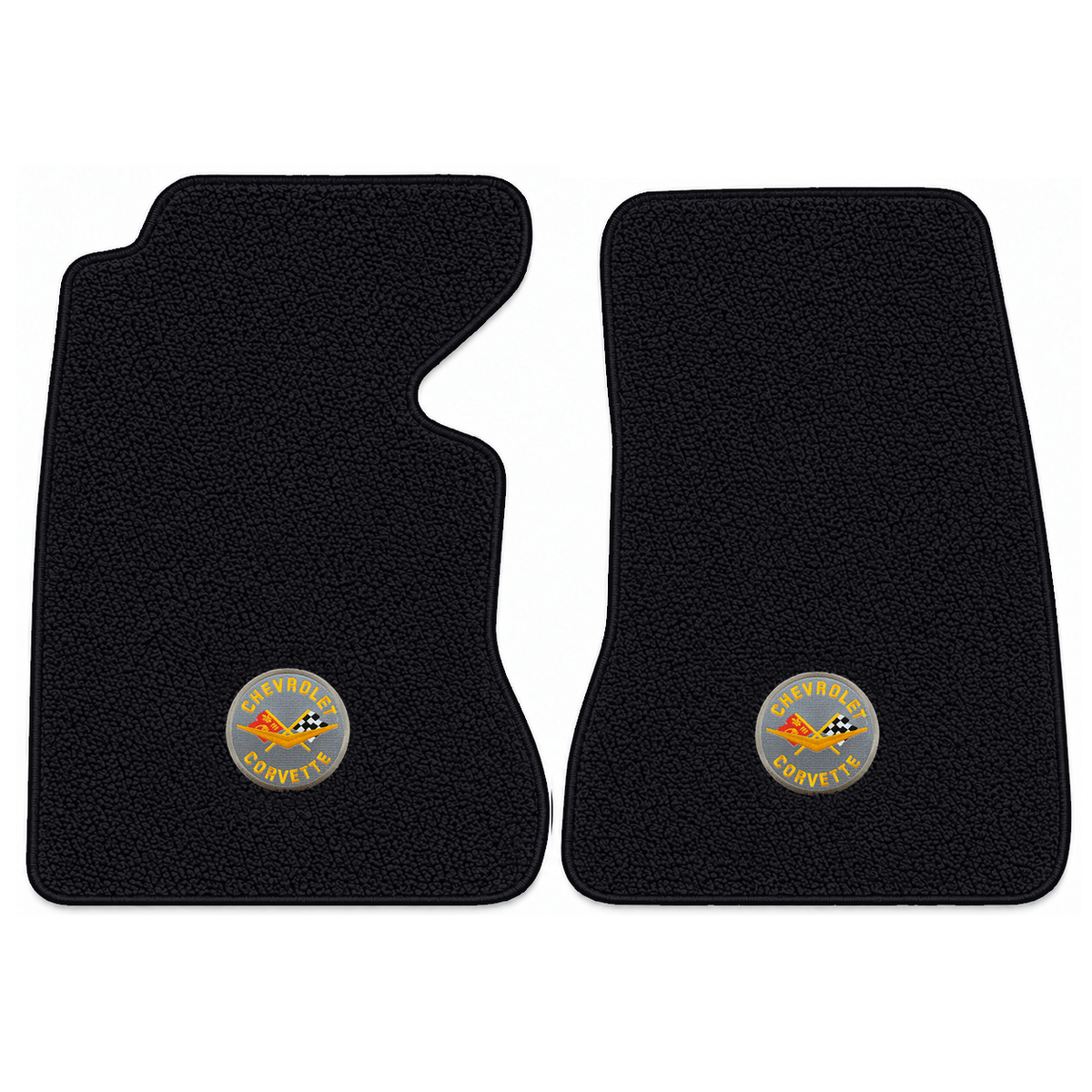 Illustration of 1959 Chevrolet Corvette floor mats with the #8 Corvette Circle logo in Loop 01 Bl...