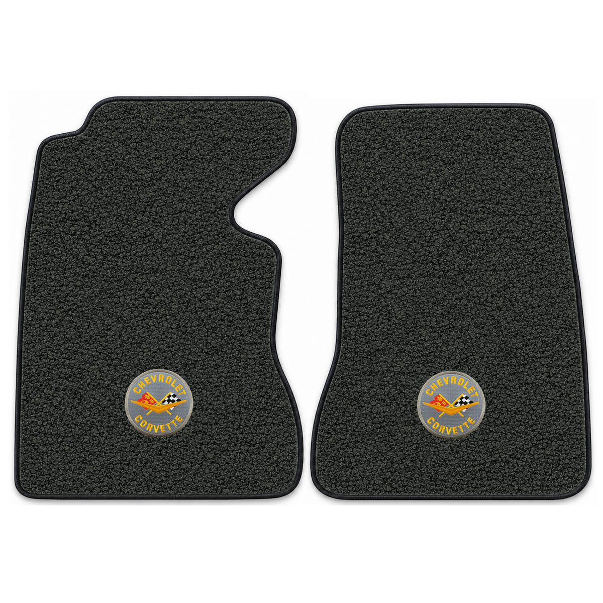 Illustration of 1959 Chevrolet Corvette floor mats with the #8 Corvette Circle logo in Tuxedo A-1...